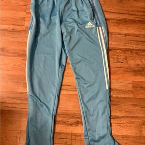 Adidas Light Blue Joggers with White Stripes